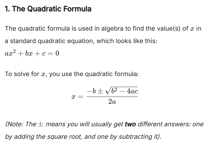 A typed LaTeX equation of the quadratic formula before conversion to handwriting