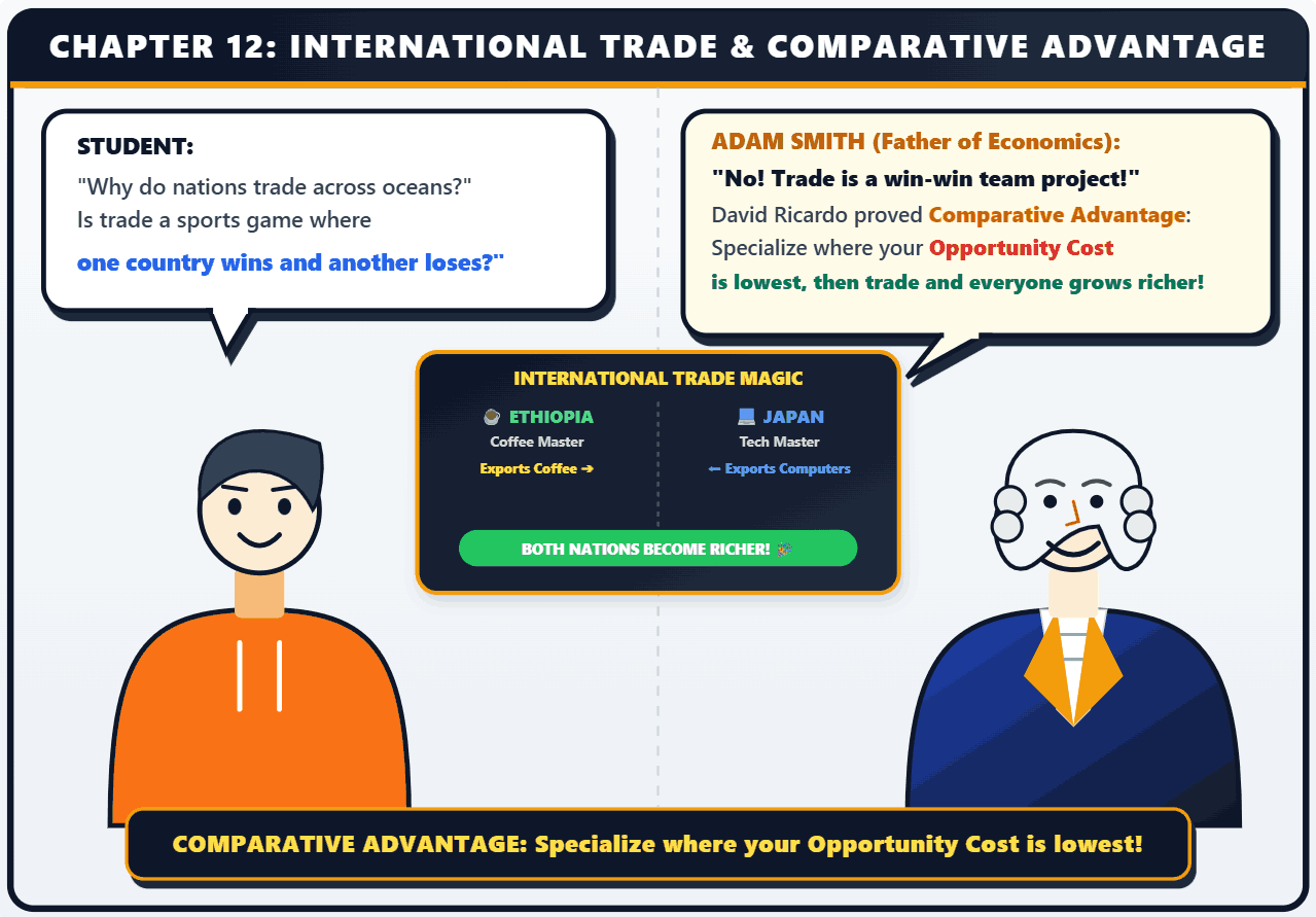 Chapter 12: Why Nations Trade, illustrated handwritten economics notes